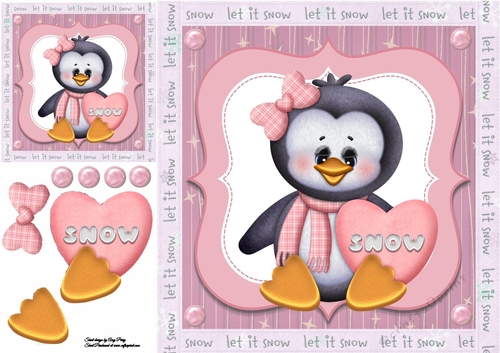 Little Penguin with heart 8x8
