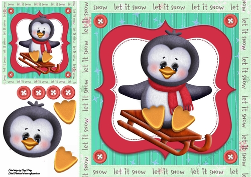 Cute Penguin With Red Scarf 8x8