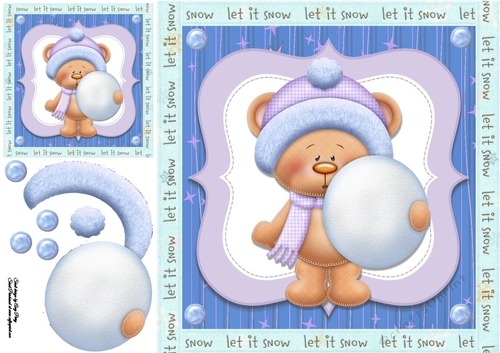 Cute Bear With Snowball 8x8