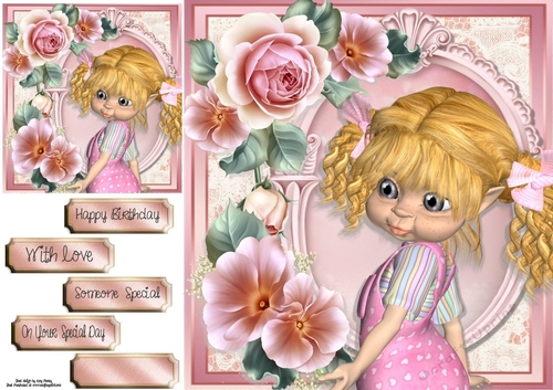 Beautiful Blonde Girl With Pink Dungarees 8x8