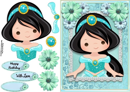 Beautiful Aqua Princess With Black Hair