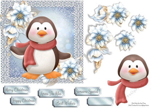 Cute Penguin With Red Scarf 6x6