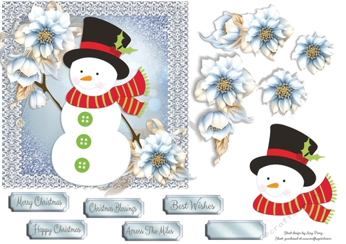 Snowman With Top Hat 6x6