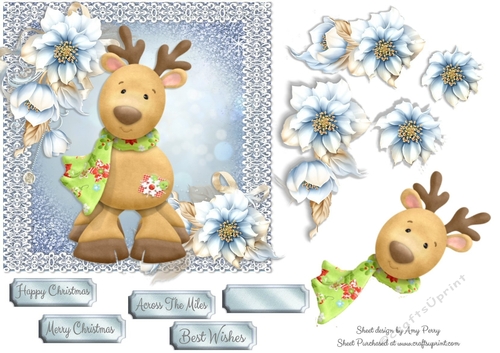 Adorable Christmas Reindeer 6x6