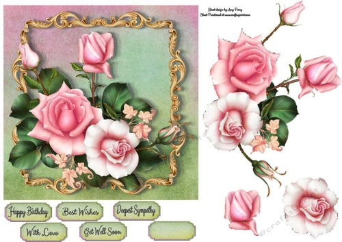 Beautiful Pink & White Roses 7x7