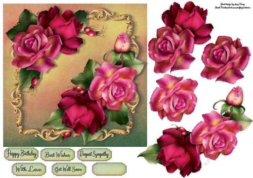 Beautiful Hot Pink Roses 7x7