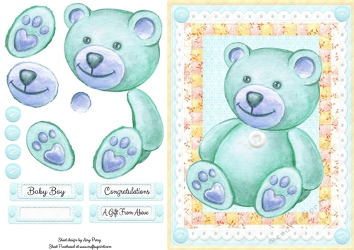 Cute Blue Teddy Bear 