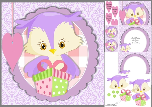 Cute Purple Birthday Bird