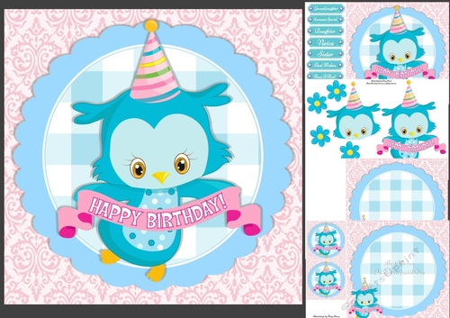 Cute Happy Birthday Blue Bird 8x8 mini kit