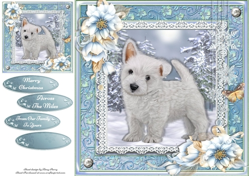 Cute Puppy In Winter Scene 8x8