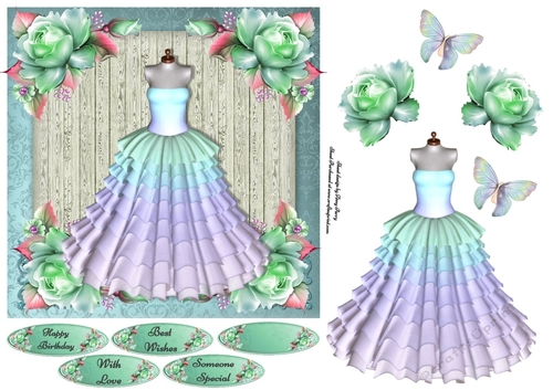 Beautiful Rainbow Dress With Matching Roses 7x7