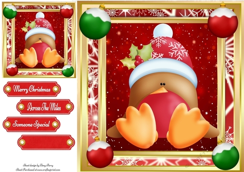 Cute Festive Robin 8x8