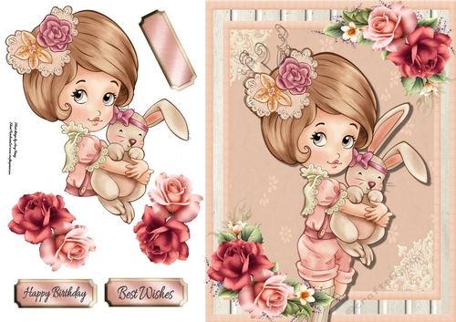 Beautiful Vintage Girl With Bunny 