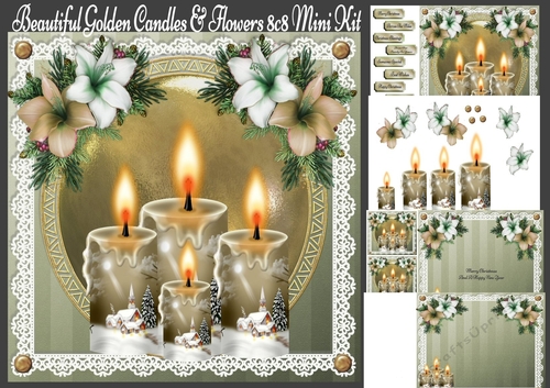 Beautiful Golden Candles & Flowers 8x8 Mini Kit