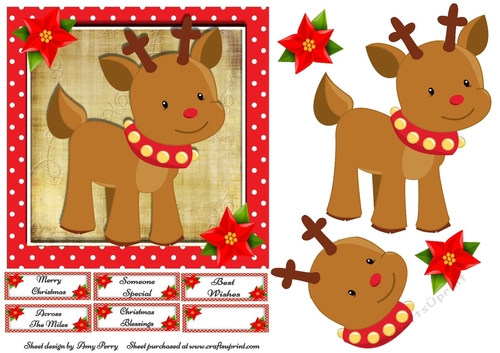 Gorgeous Reindeer With Bell Collar 7x7