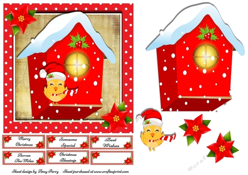 Cute Bird House With Little Bird 7x7