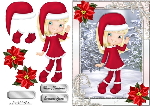 Beautiful Santa Girl With Poinsettia