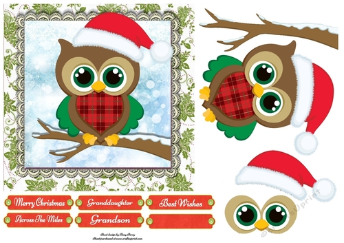 Cute Owl WIth Tartan Belly 7x7