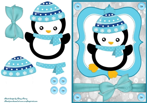 Adorable Penguin With Blue Winter Hat