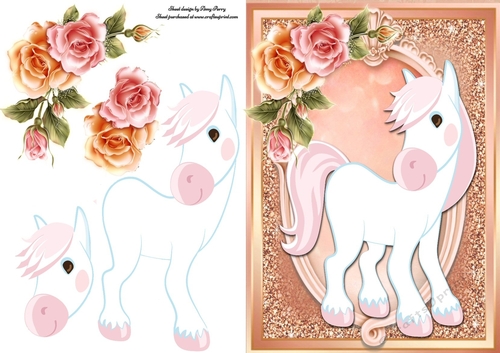 Beautiful Pink & White Horse
