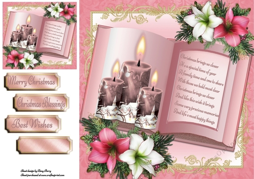 Beautiful Pink Candle Open Book 8x8 Mini Kit