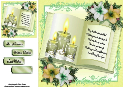 Beautiful Golden Candles Open Book 8x8