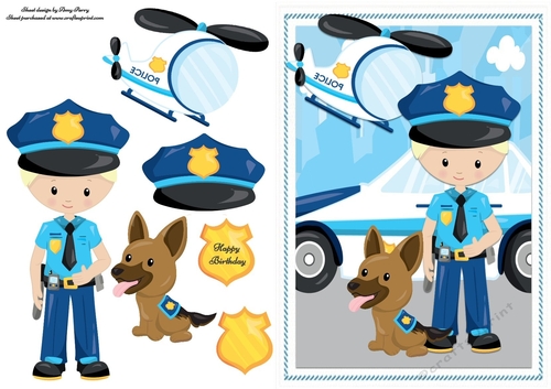 Blonde Police Boy With Helicopter
