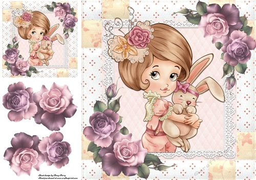 Pretty Girl With Bunny 8x8