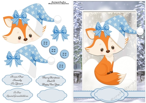 Cute Fox With Blue Santa Hat