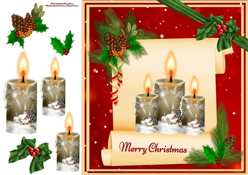 Beautiful Golden Candles In A Scroll 8x8
