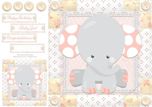 Cute Elephant With Polka Dots 8x8