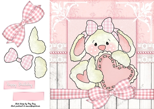 Little White Bunny With Heart 8x8