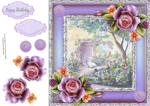 Beautiful Lilac Painting With Roses 8x8