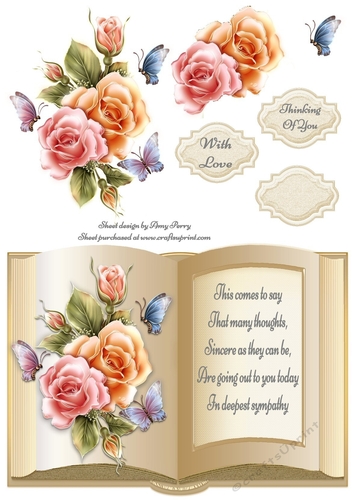 Beautiful Colourful Roses Sympathy Open Book