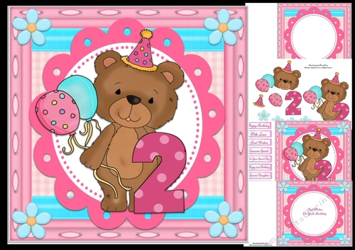 Happy 2nd Birthday Bear 8x8 Mini Kit
