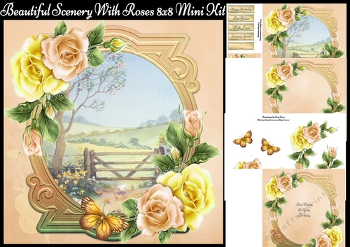 Beautiful Scenery With Roses 8x8 Mini Kit