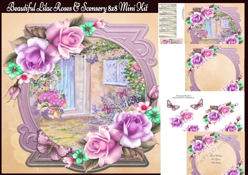 Beautiful Lilac Roses & Scenery 8x8 Mini Kit