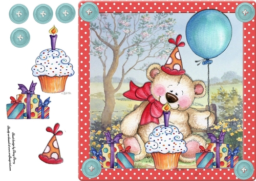 Adorable Bear With Birthday Picnic 8x8