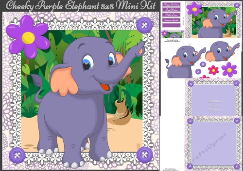 Cheeky Purple Elephant 8x8 Mini Kit