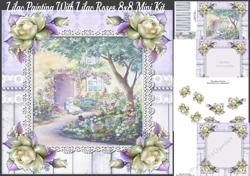 Beautiful Lilac Painting With Lilac Roses 8x8 Mini Kit