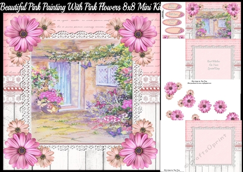 Beautiful Pink Painting With Pink Flowers 8x8 Mini Kit 