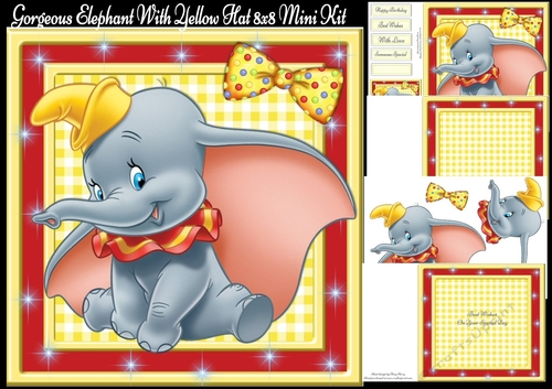 Gorgeous Elephant With Yellow Hat 8x8 Mini Kit