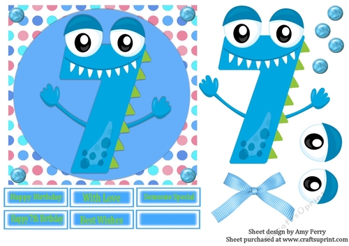 Number 7 Monster 6x6