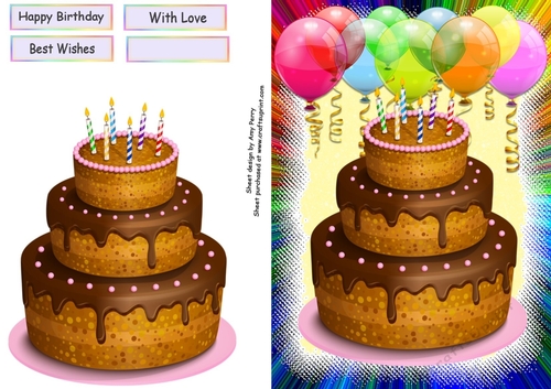 Yummy Birthday Cake With Balloons