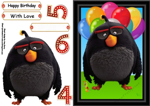 Chubby Black Bird With Balloons
