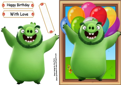 Green Pig With Balloons