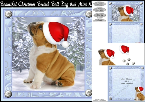 Beautiful Christmas British Bulldog 8x8 Mini Kit