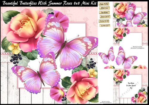 Beautiful Butterflies With Summer Roses 8x8 Mini Kit