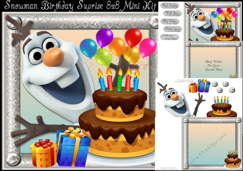 Snowman Birthday Suprise 8x8 Mini Kit