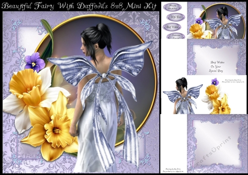 Beautiful Fairy With Daffodils 8x8 Mini Kit